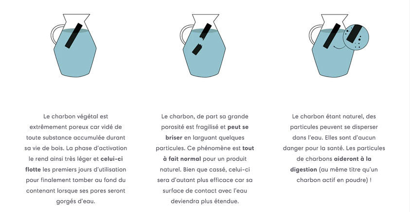 X3 Charbons de bambou 100% français filtre à eau
